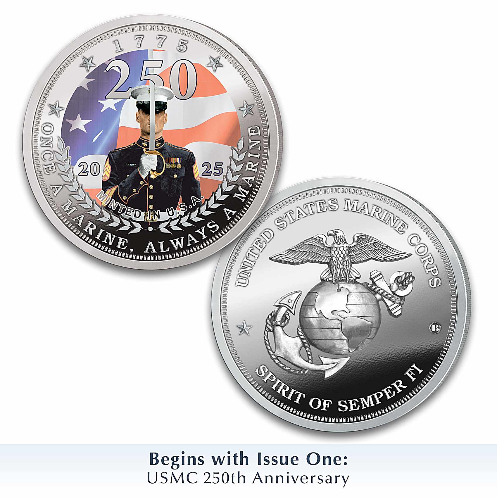 250th Anniversary Of The U.S. Marine Corps 99.9% Silver-Plated
