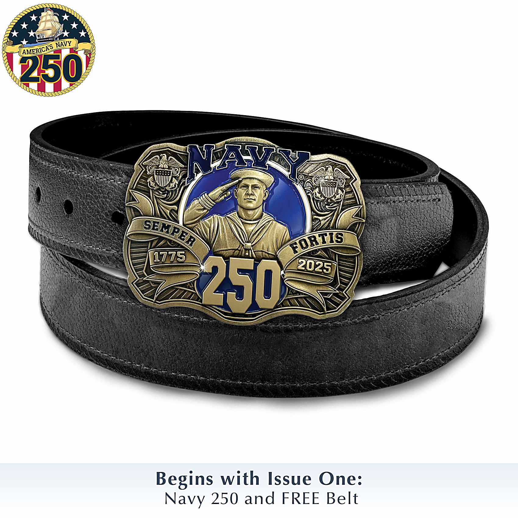 U.S. Navy Metal Belt Buckle Collection With Enamel Accents And