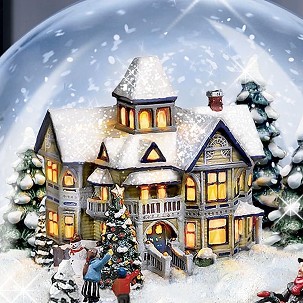 Thomas Kinkade Holiday Village illuminated Musical Snowglobe