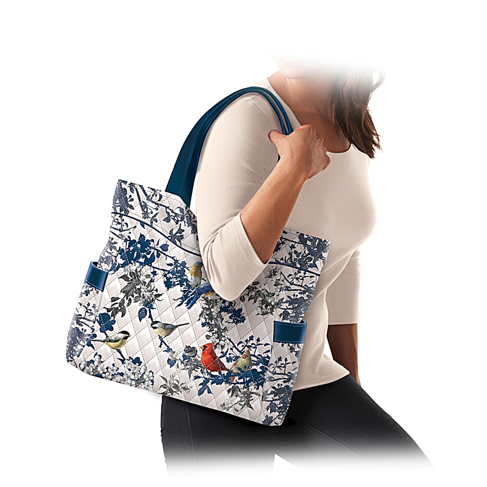 My Daily Women Tote Shoulder Bag Colorful Birds On Branches Handbag Large