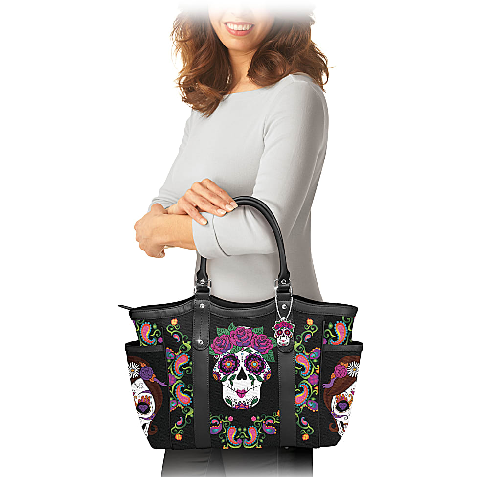 Sugar Skull Dia De Los Muertos Womens Fashion Large Tote Ladies Handbag Shoulder Bag