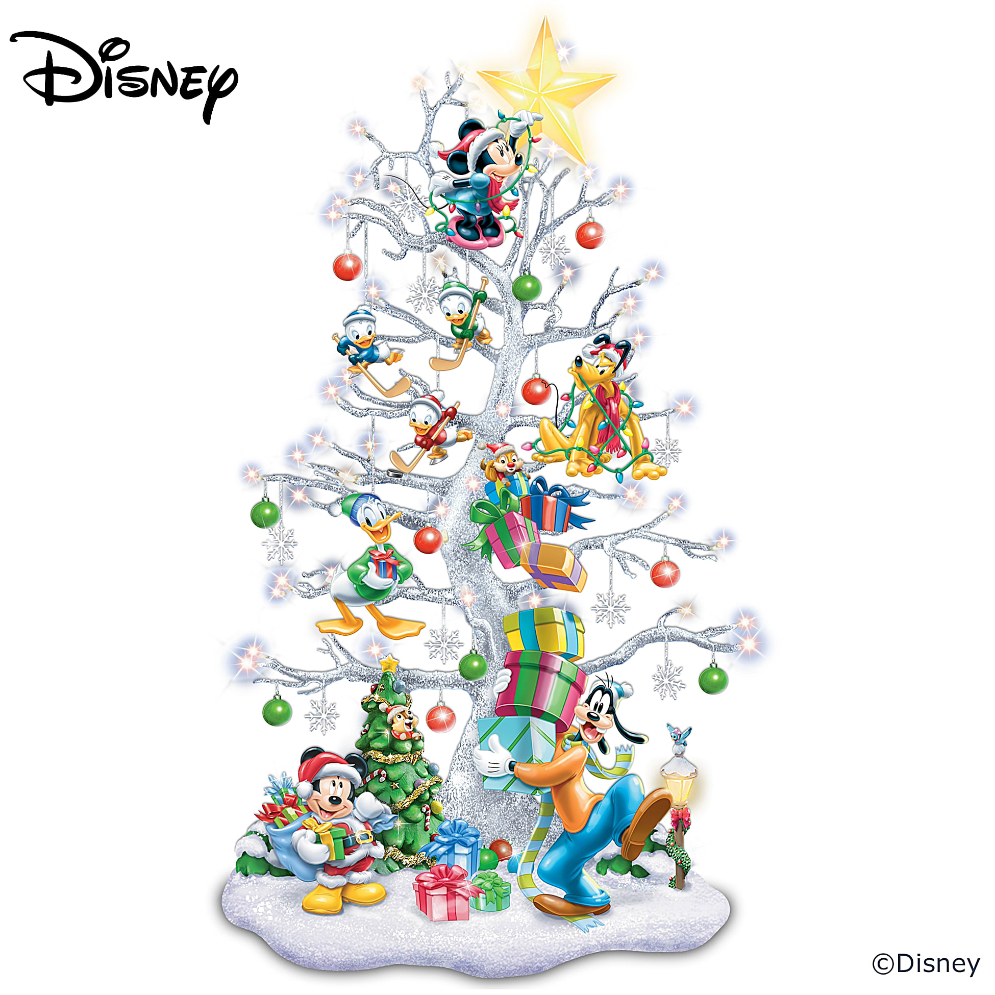 The Walt Disney Co Mickey Mouse Christmas Tree Ornament Tree & FREE Firefighter SHIPPING INCLUDED