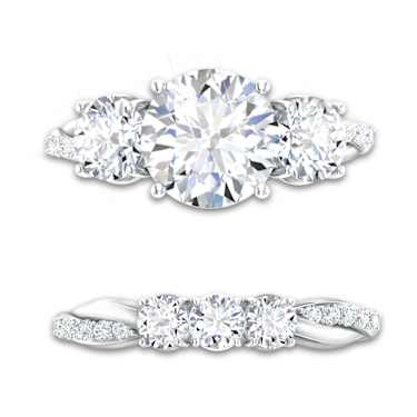 White Cubic Zirconia Rhodium Over Sterling Silver 7 Stone