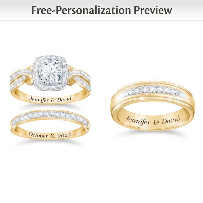 "A Day To Remember" His & Hers Personalized Wedding Ring Set