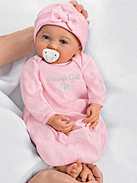 Arrives in a custom knotted sleeper with matching cap and magnetic pacifier