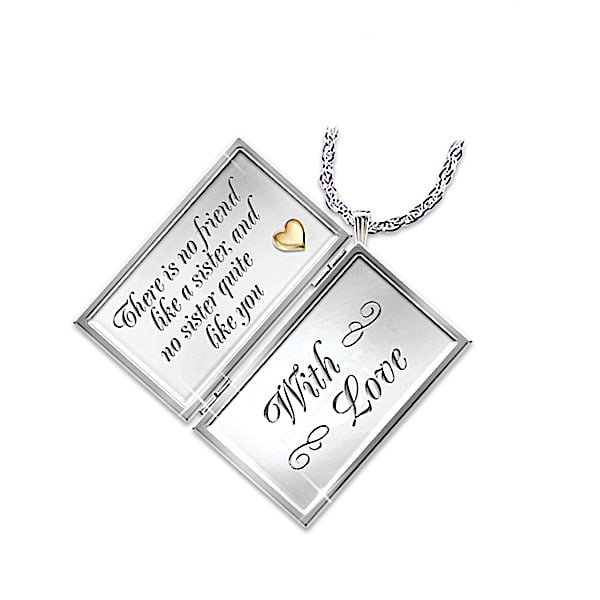 Diamond Sister Locket With Love Letter Design And Engraved Message