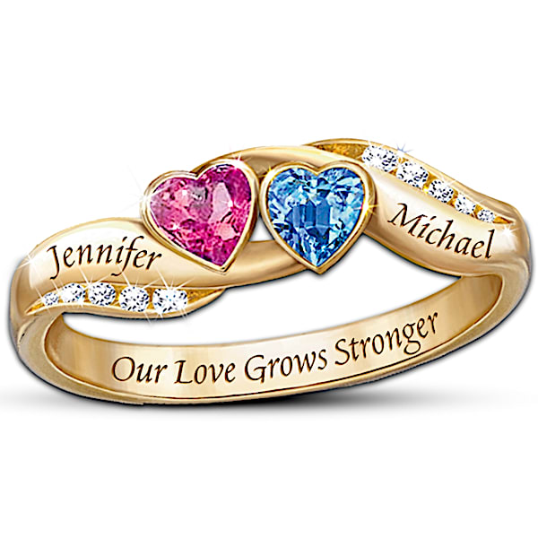 Personalized Birthstone Couples Ring: Love's Journey - Personalized Jewelry
