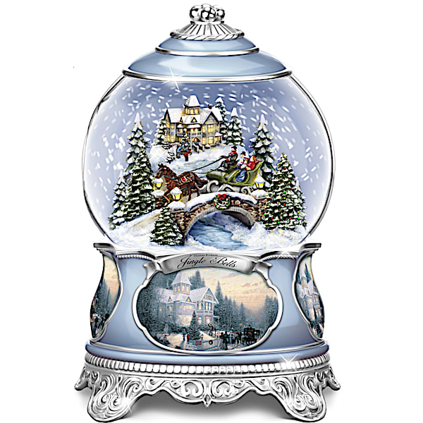 Thomas Kinkade Jingle Bells Christmas Musical Snowglobe