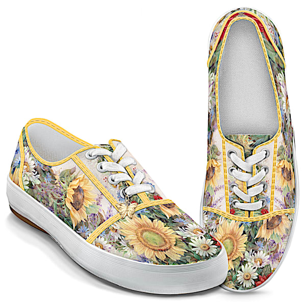 Lena Liu Artistically Designed Canvas Sneakers: Sunflower Splendor