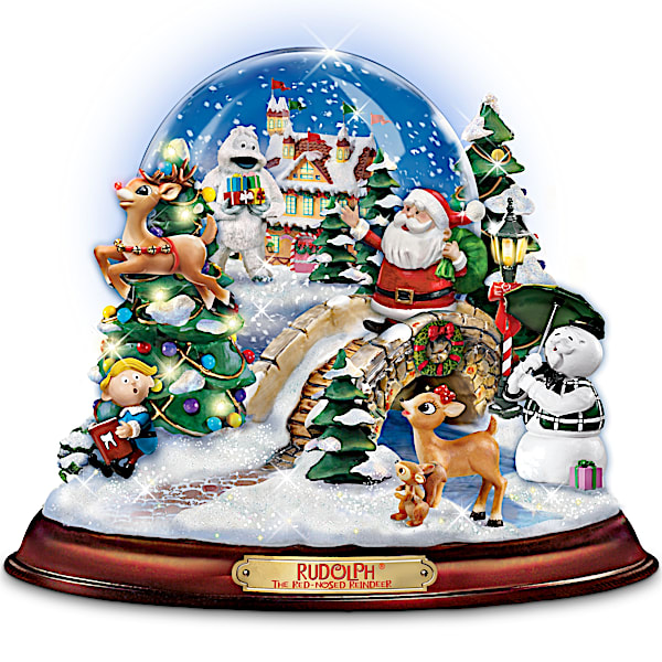 Rudolph The Red-Nosed Reindeer Illuminated And Musical Snowglobe