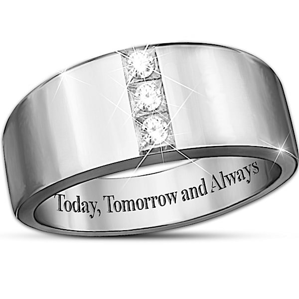 "Today, Tomorrow And Always" 3-Diamond Men's Ring