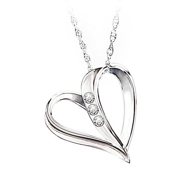 My Daughter, My Heart, My Love 3-Diamond Pendant Necklace