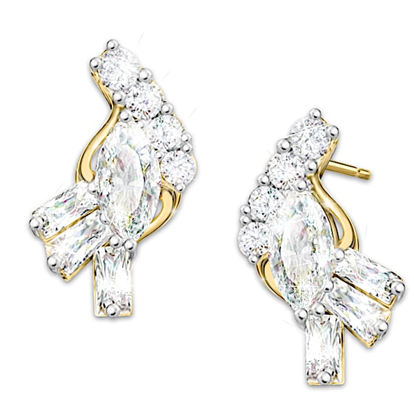 Fire And Ice Solid 10K Yellow Gold And Diamond Earrings