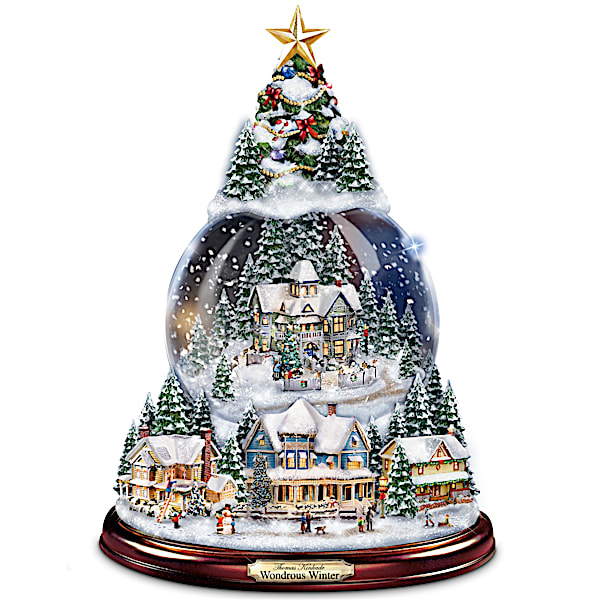 Thomas Kinkade Wondrous Winter Christmas Tree Snowglobe