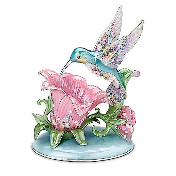 Lena Liu Porcelain Hummingbird Sculpture: Radiant Gardens