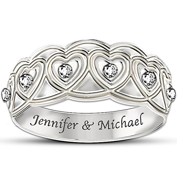 Personalized Diamond Eternity Ring: Hearts Full Of Diamonds - Personalized Jewelry