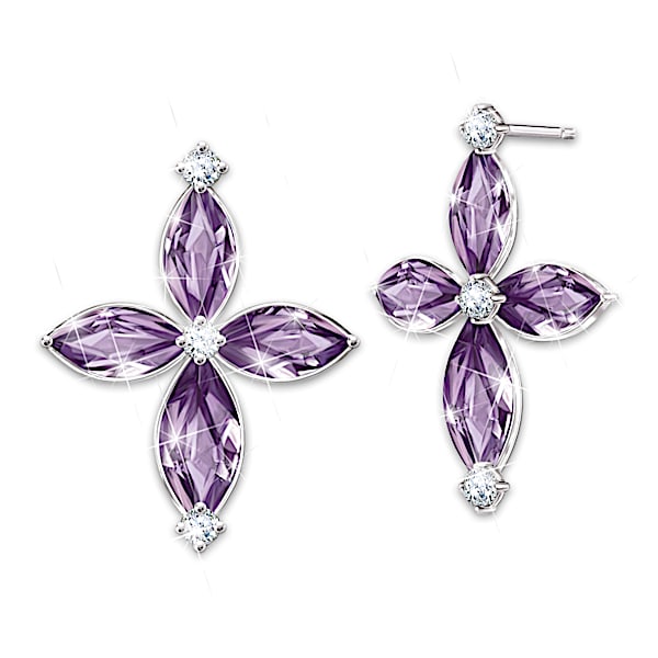 Holy Trinity Amethyst And Diamond Earrings