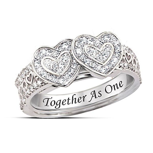 Together As One Personalized White Topaz Ring - Personalized Jewelry
