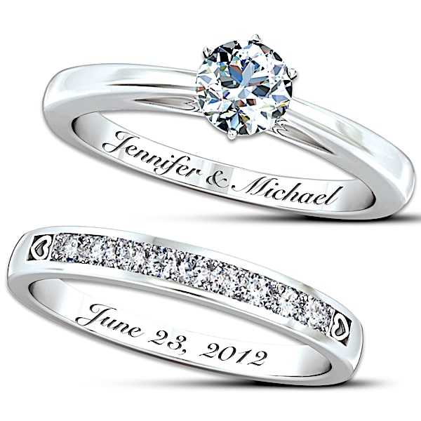 Personalized Women's Diamond Bridal Ring Set: Our Forever Love - Personalized Jewelry