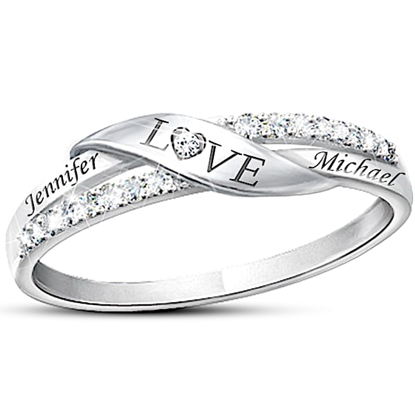 Love Personalized Name Engraved Diamond Ring - Personalized Jewelry