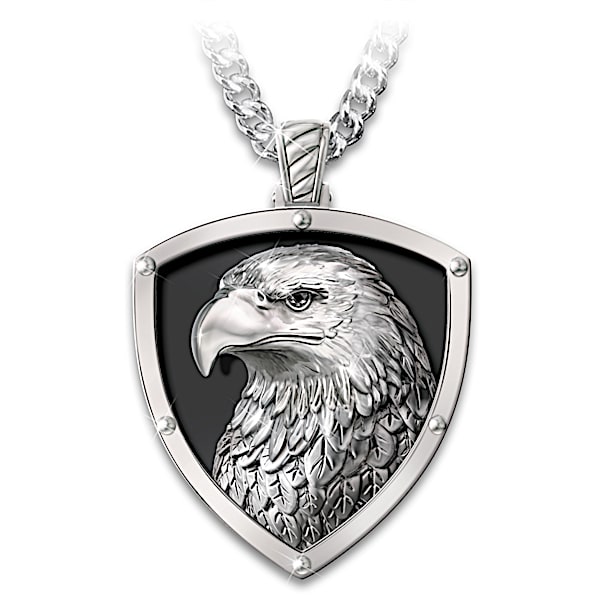 Strength And Pride Men's Stainless Steel Eagle Head Pendant Necklace
