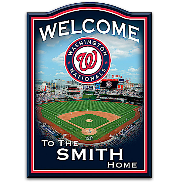 MLB Licensed Washington Nationals Welcome Sign Personalized with Family Name