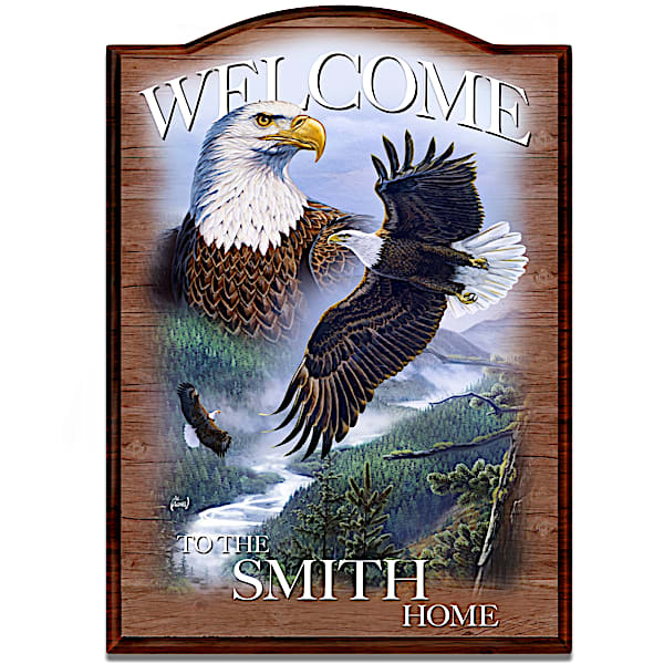 Bald Eagle Personalized Welcome Sign: Soaring Guardians