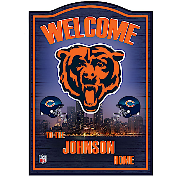Chicago Bears Wooden Personalized Welcome Sign Wall Decor