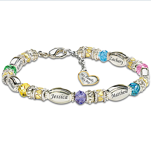 Personalized Birthstone Bracelet: My Family, My Joy - Personalized Jewelry