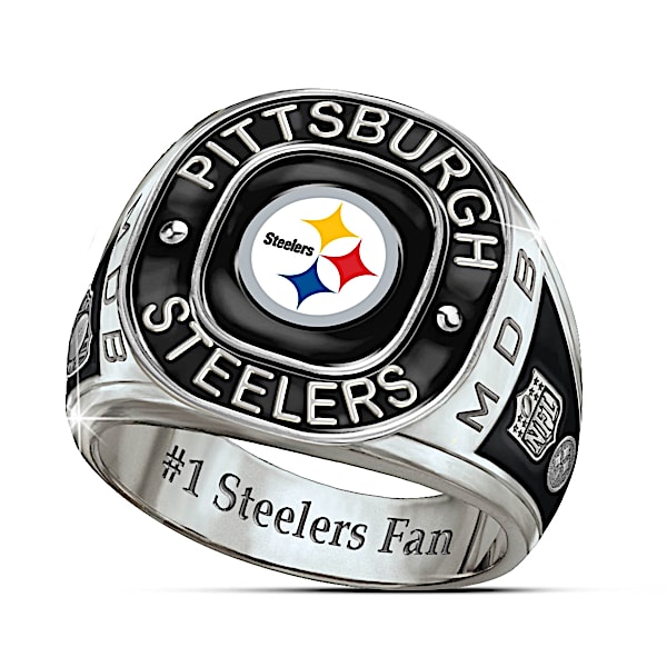Pittsburgh Steelers Personalized Stainless Steel Men's Ring - Personalized Jewelry