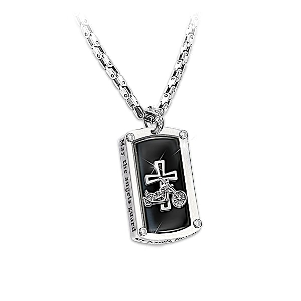 Dog Tag Pendant Necklace: Biker's Blessing