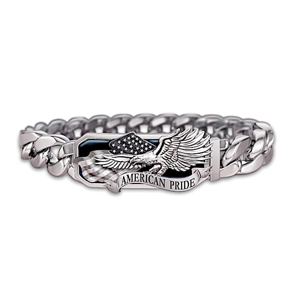 American Pride God Bless America Stainless Steel Men's Bracelet
