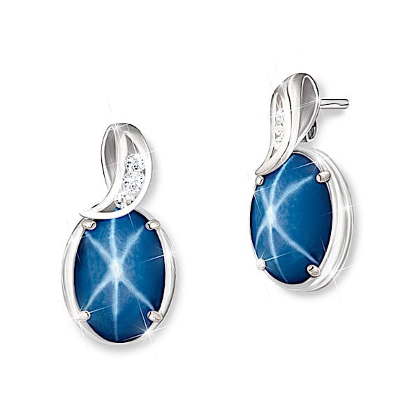 Sky Gazer Created Sapphire And Genuine Topaz Earrings