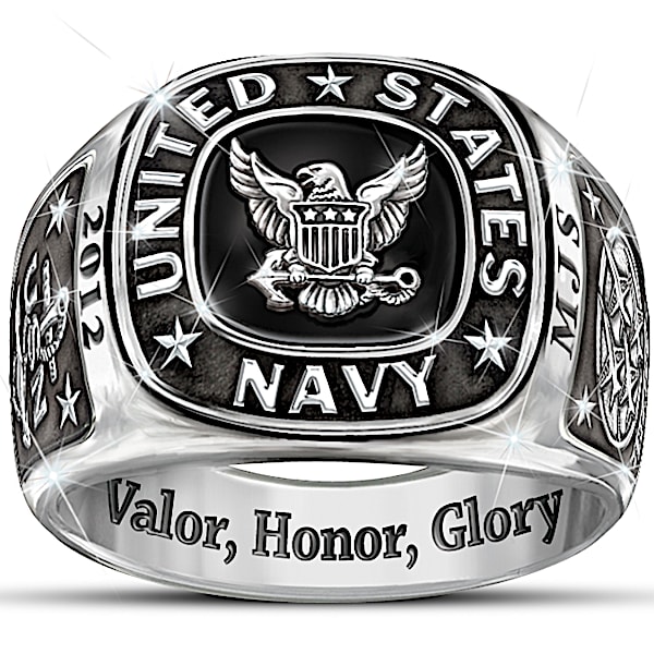 Navy Personalized Men's Ring - Personalized Jewelry