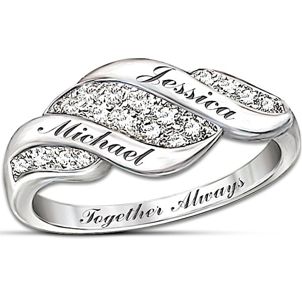 Women's Ring: Cascade Of Love Personalized Diamond Ring - Personalized Jewelry