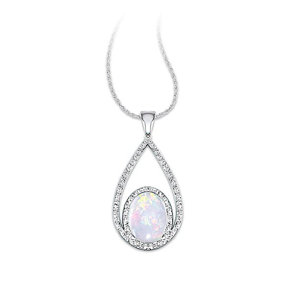 Opulence Australian Opal And Diamond Pendant Necklace