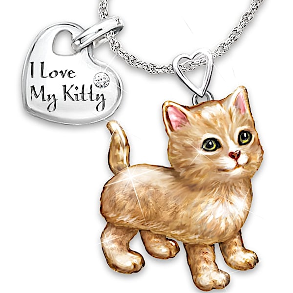 Women's Necklace: Frisky Kitty Diamond Pendant Necklace