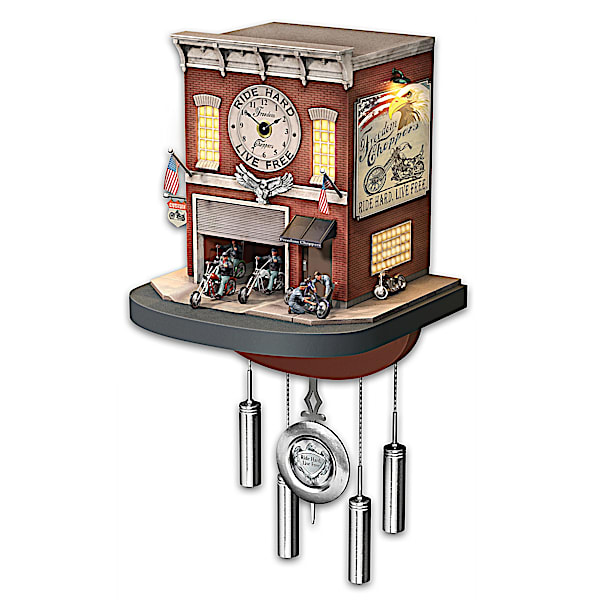 Cuckoo Clock: Freedom Choppers Motorcycle Garage Cuckoo Clock