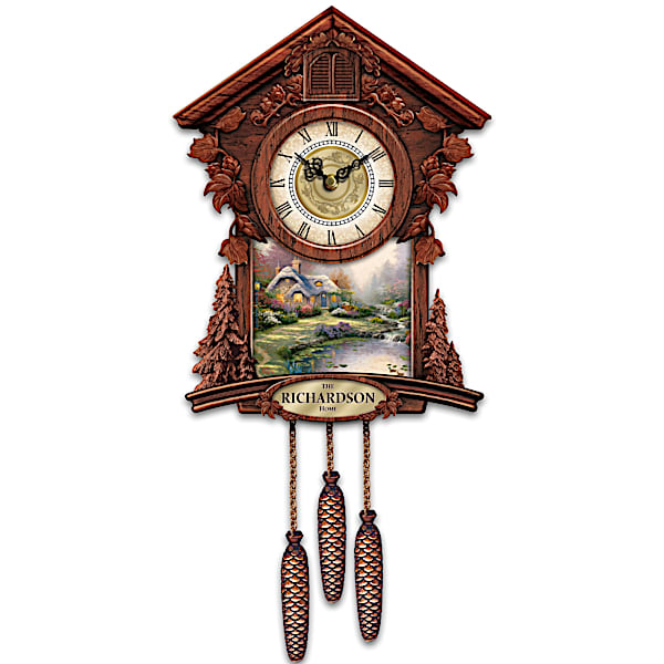 Thomas Kinkade Personalized Cuckoo Clock with Interchangeable Art Plaques