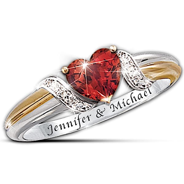 Women's Ring: Heart's Embrace Personalized Ring - Personalized Jewelry