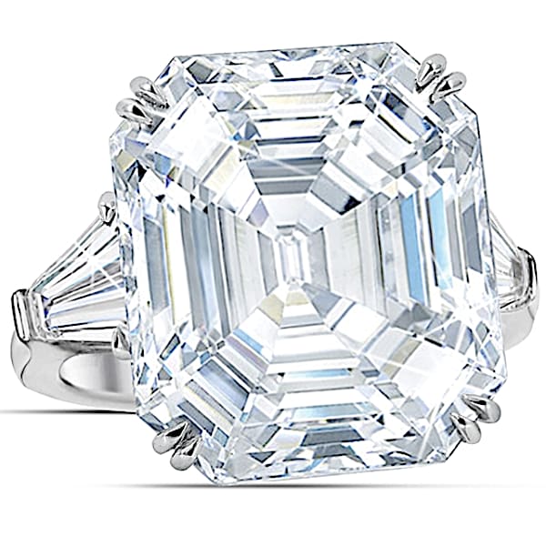 Over 15 Carat Diamonesk Simulated Diamond Sterling Silver Ring Hollywood Royalty