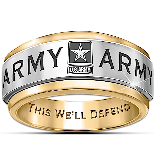 U.S. Army Stainless Steel Men's Spinning Ring