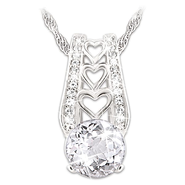 Alfred Durante One Love Women's Personalized White Topaz Pendant Necklace - Personalized Jewelry