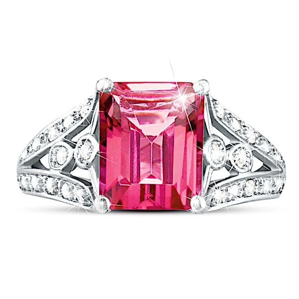 Ring: Luxury Pink Topaz & Diamond Ring