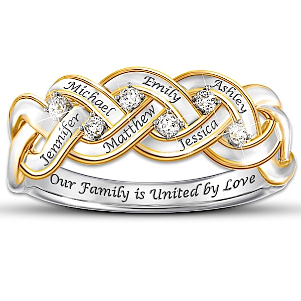 Women's Ring: Strength Of Family Personalized Diamond Ring - Personalized Jewelry