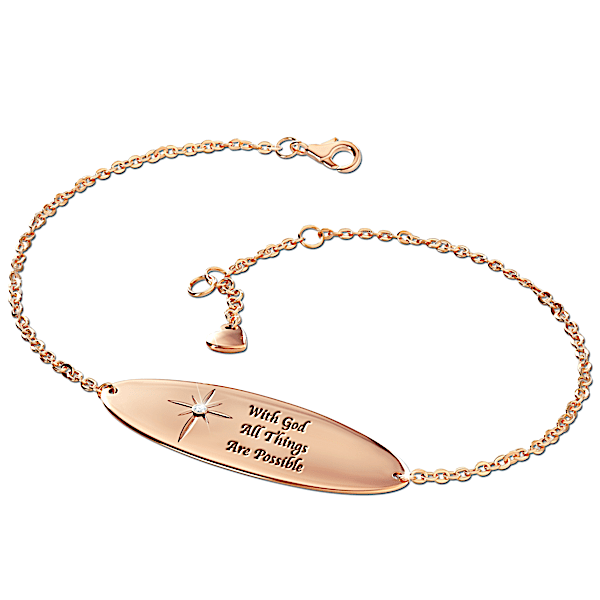 A Touch Of Heaven Engraved Copper Healing Diamond Bracelet