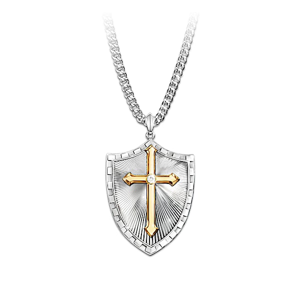Strength In The Lord Gold-Plated Cross Pendant Necklace