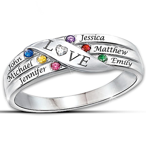 Women's Ring: Love Holds Our Family Together Personalized Diamond Ring - Personalized Jewelry