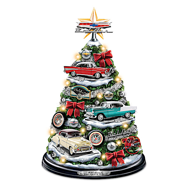 Chevrolet Bel Air Tabletop Christmas Tree With Revving Engine Sound: Lights Up