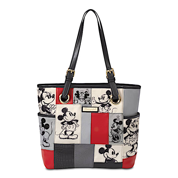 Disney Mickey Mouse And Minnie Mouse Artistic Patchwork Handbag: Patches Of Love